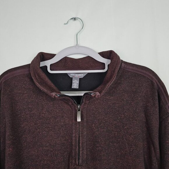 Men's VAN HEUSEN Flex Quarter Zip Long Sleeve Sweater Shirt MAROON RED size XXL - Picture 3 of 7